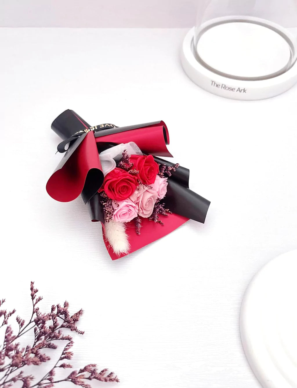 Red and Pink Preserved Rose Mini Bouquet - The Rose Ark
