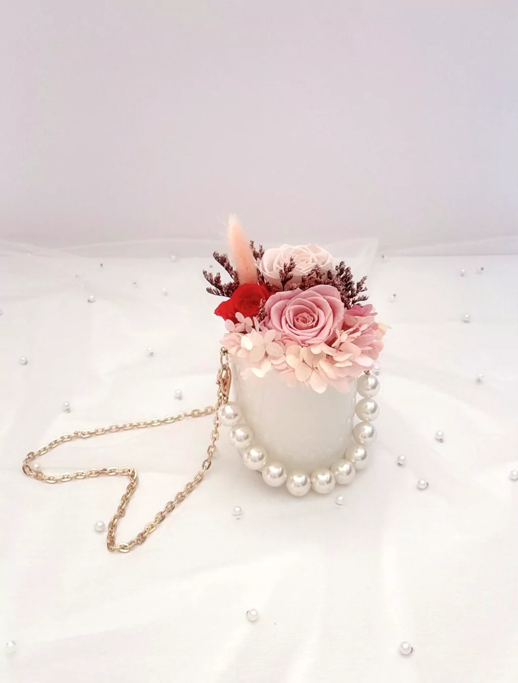 ROSÉ PEARL PRESERVED FLOWER ARRANGEMENT