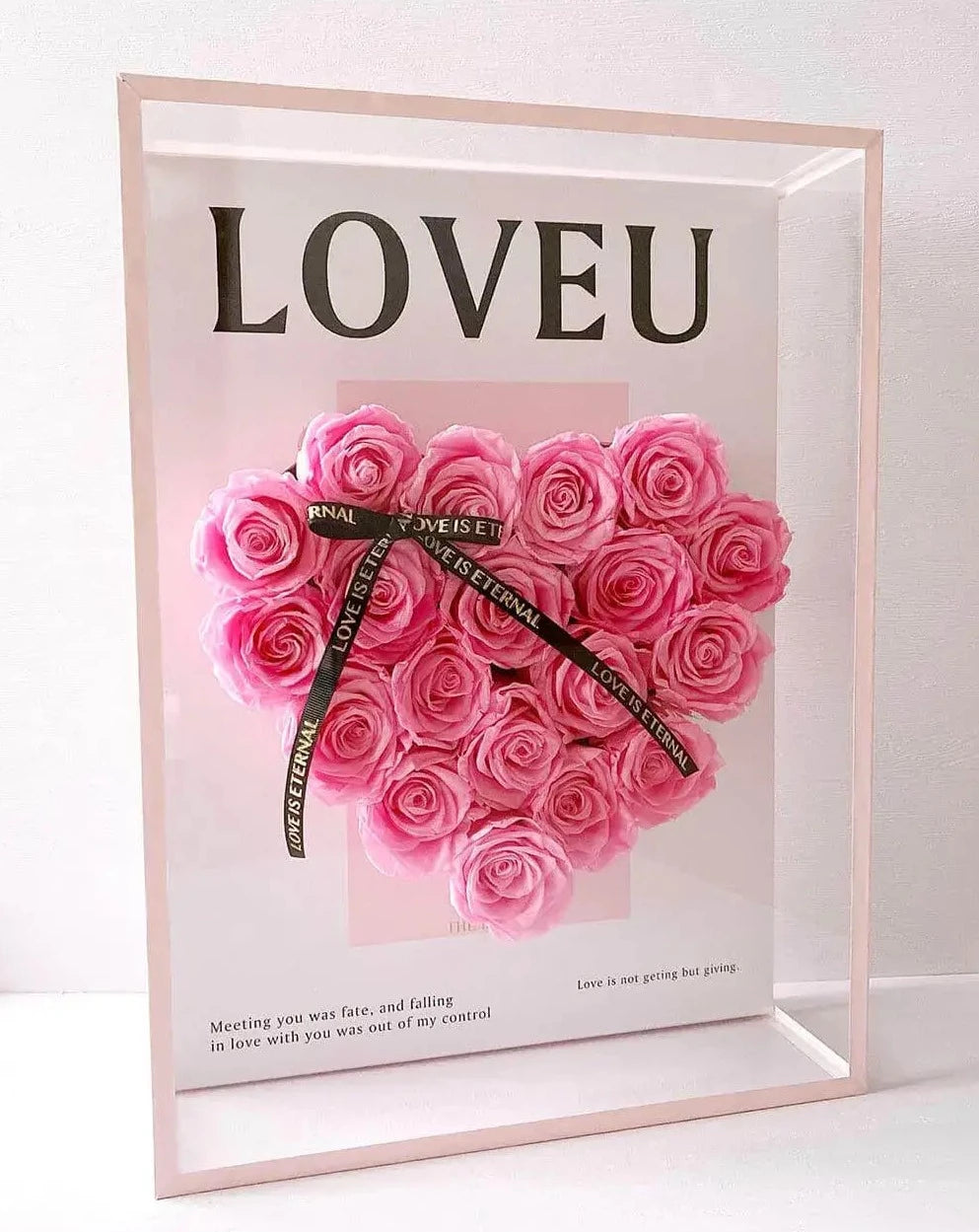 Preserved Pink Rose in Framed Bloom Box The Rose Ark