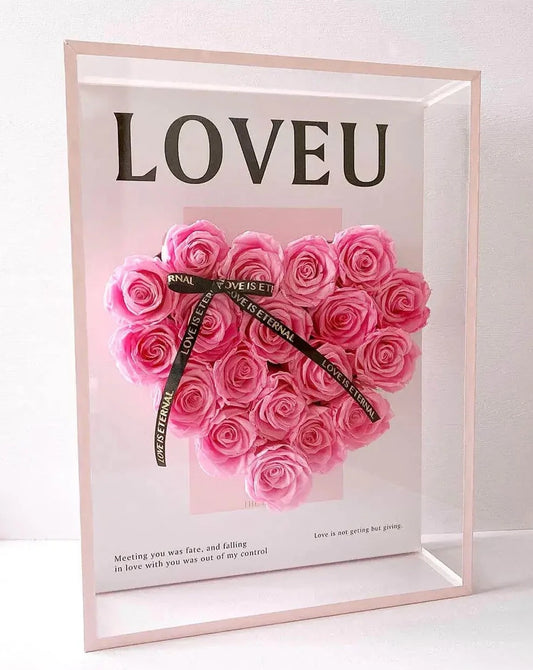 Preserved Pink Rose in Framed Bloom Box The Rose Ark