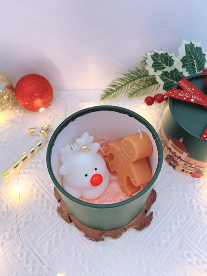 Gingerbread Man and Reindeer Candle in Gift Box The Rose Ark