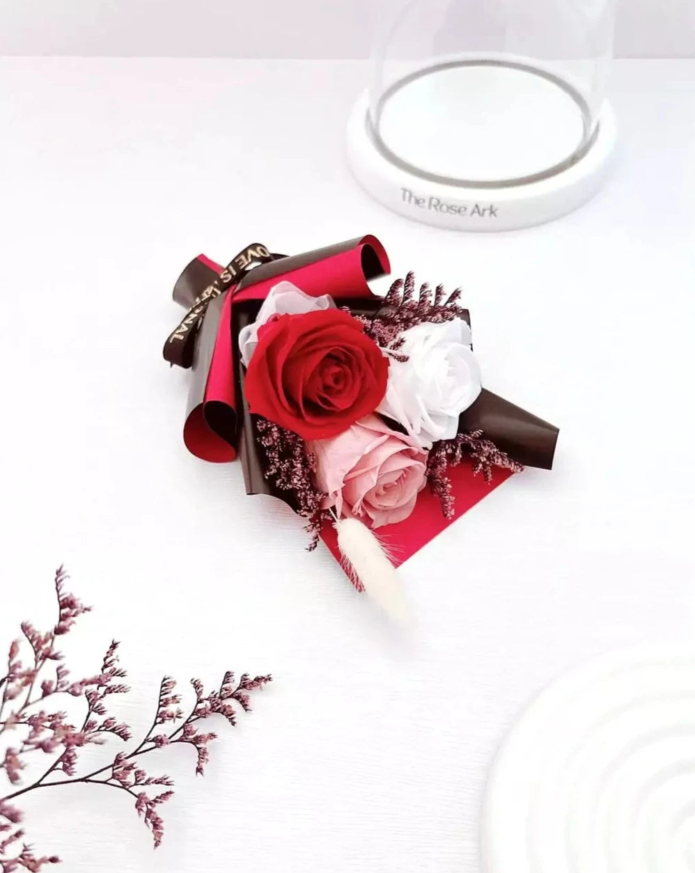 Red Preserved Rose Mini Bouquet - The Rose Ark