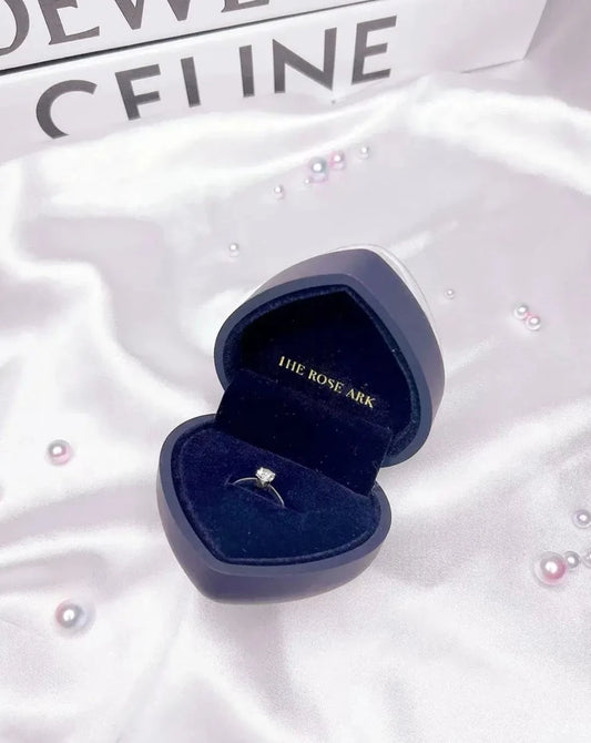 Blue Proposal Ring Box with Preserved Rose The Rose Ark
