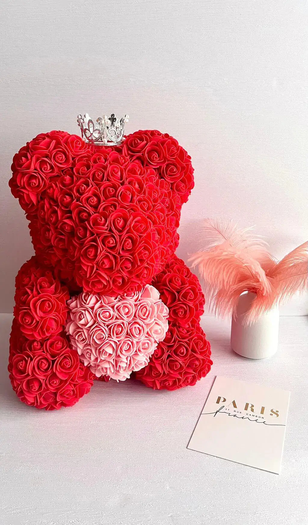 70cm Red Rose Bear with Pink Heart The Rose Ark