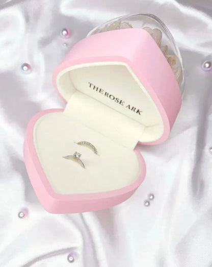 Pink Jewellery Box with Preserved Flowers and Rings The Rose Ark